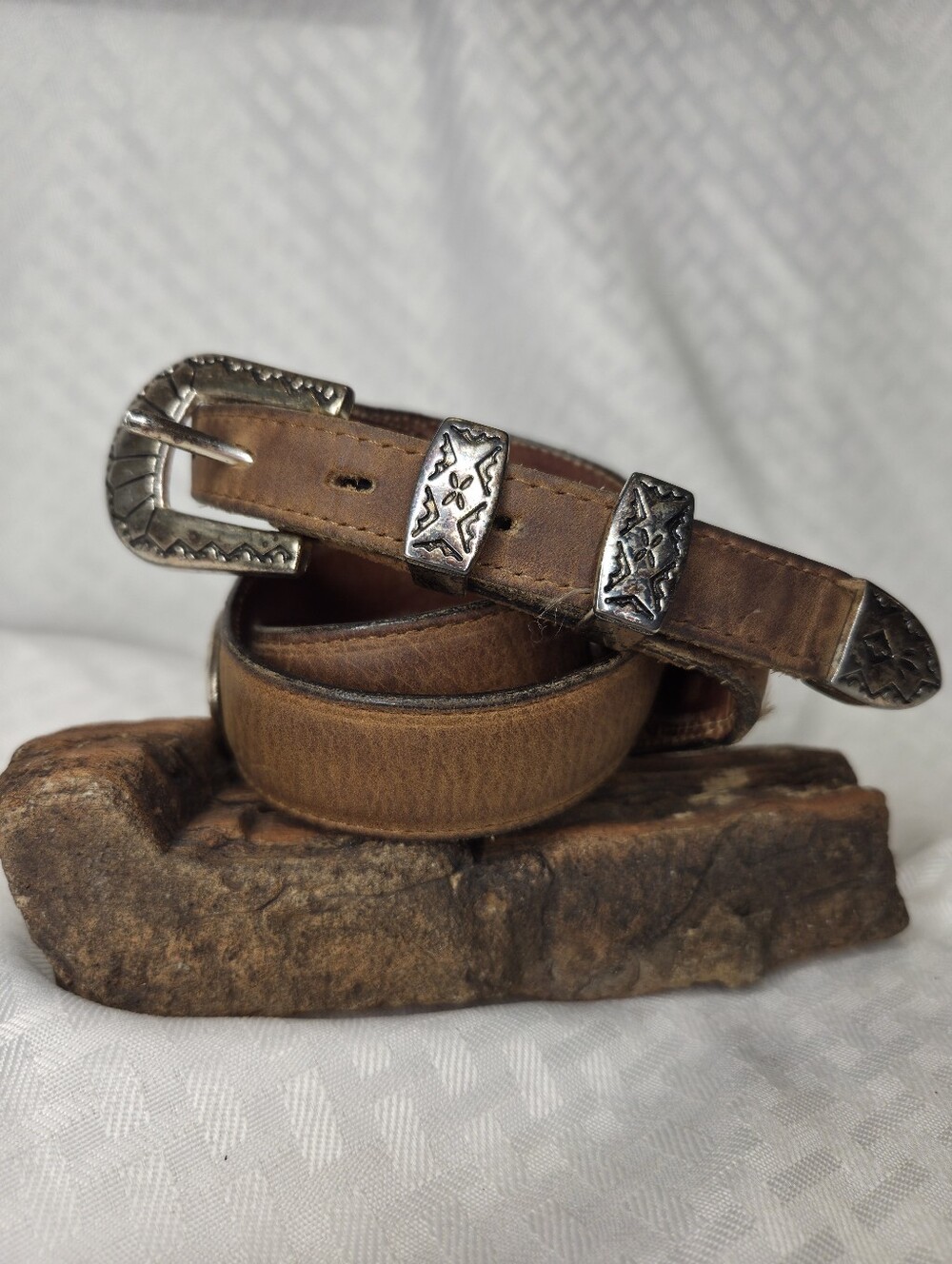 Authentic Distressed Womens Western Belt Conchos Ranger Genuine Leather 32 USA